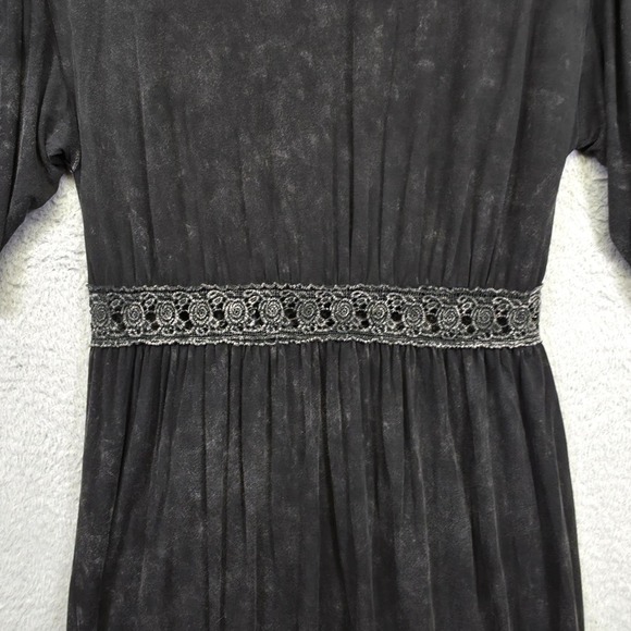 POL Duster Robe S/M Black Boho Lace Trim Open Front Festival Maxi Layering Piece - Picture 14 of 16